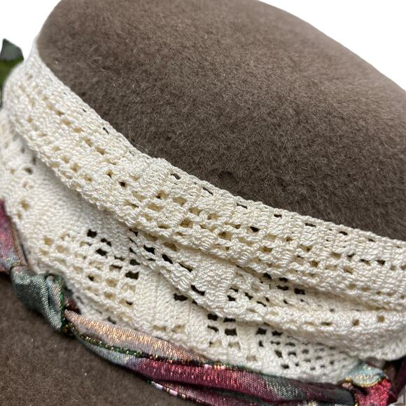 Vintage Linda Madden Womens Brown Hat With Flower Brimmed 90s Hat main image 7
